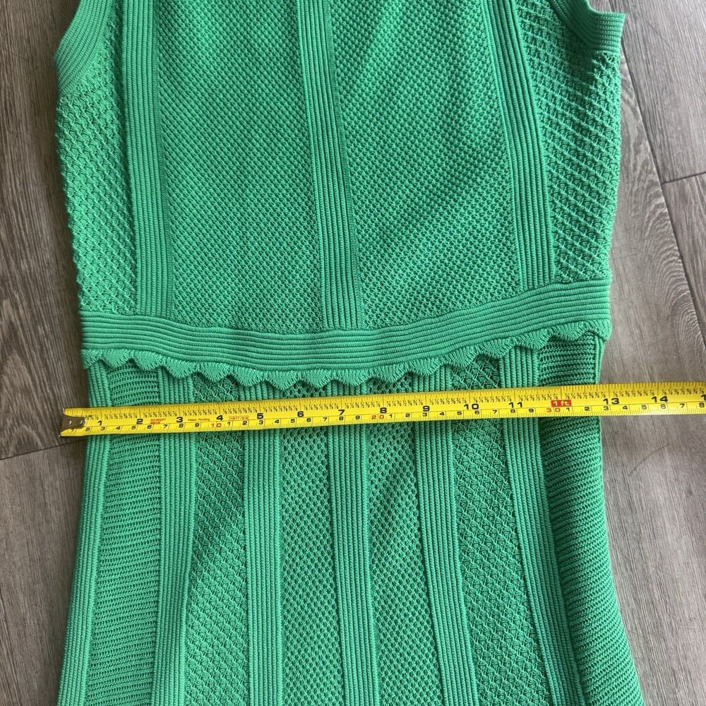 THE KOOPLES Scalloped Rib Knit Maxi Dress Sz M Emerald Green Romantic MSRP $415 - Picture 9 of 15